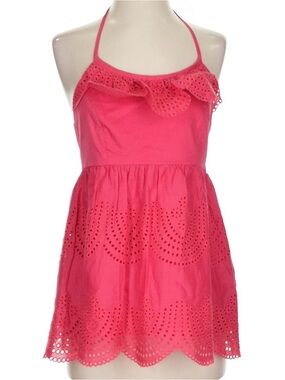 Tibi Hot Pink Eyelet Halter Sundress Size 4
